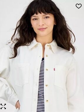Levi's Women's Iris Cream Button-Front Jean Overshirt LARGE